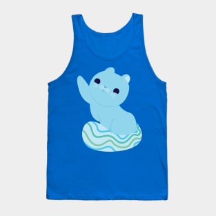 Cute Blue Water Seal Cat Tank Top